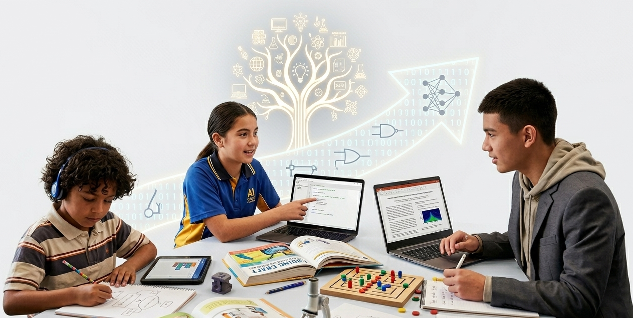 AI Volks students learning with digital study tools